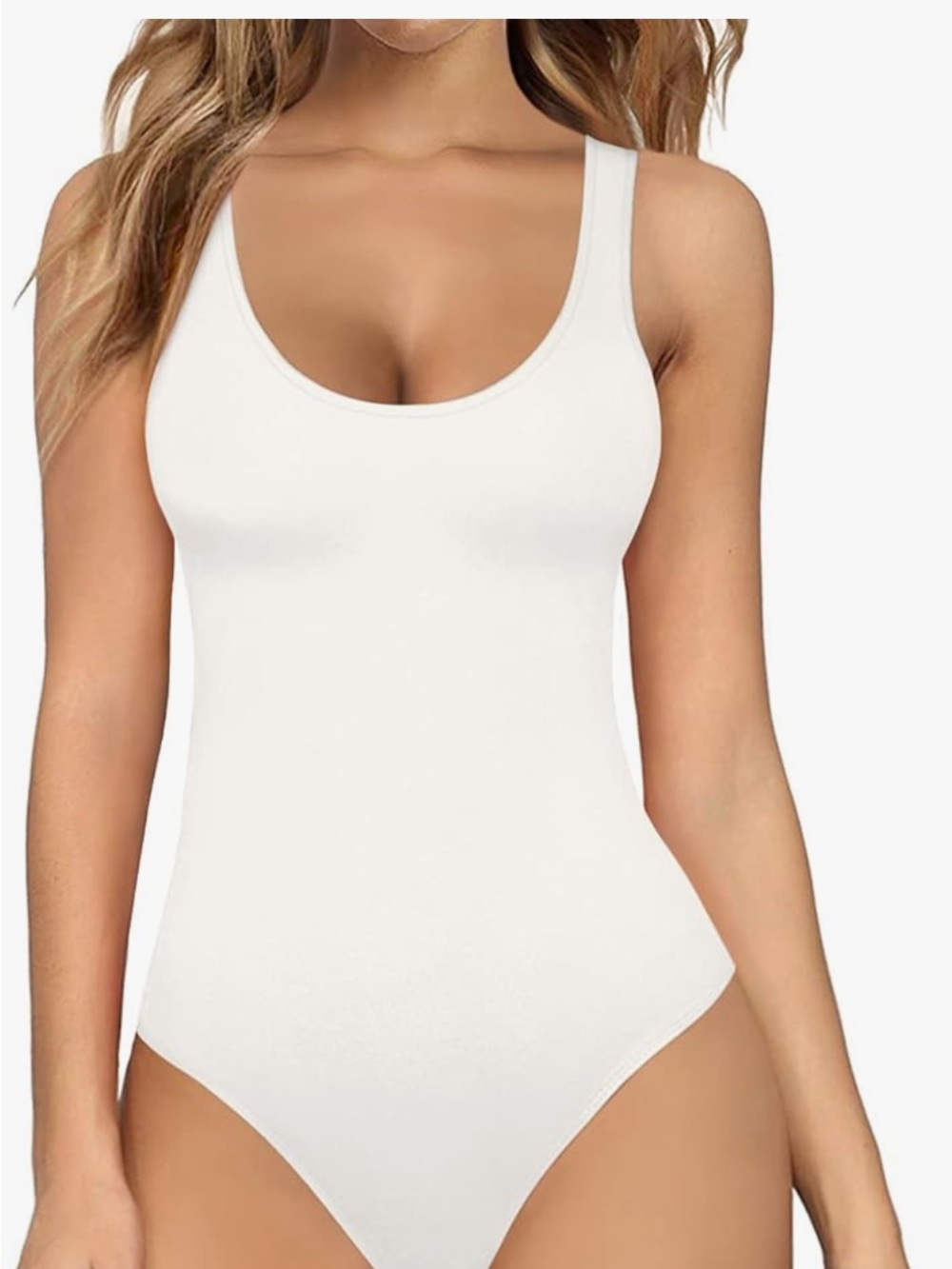 NWT MANGOPOP  Tank Top Bodysuit Sexy Scoop Neck Sleeveless Body Suits, large